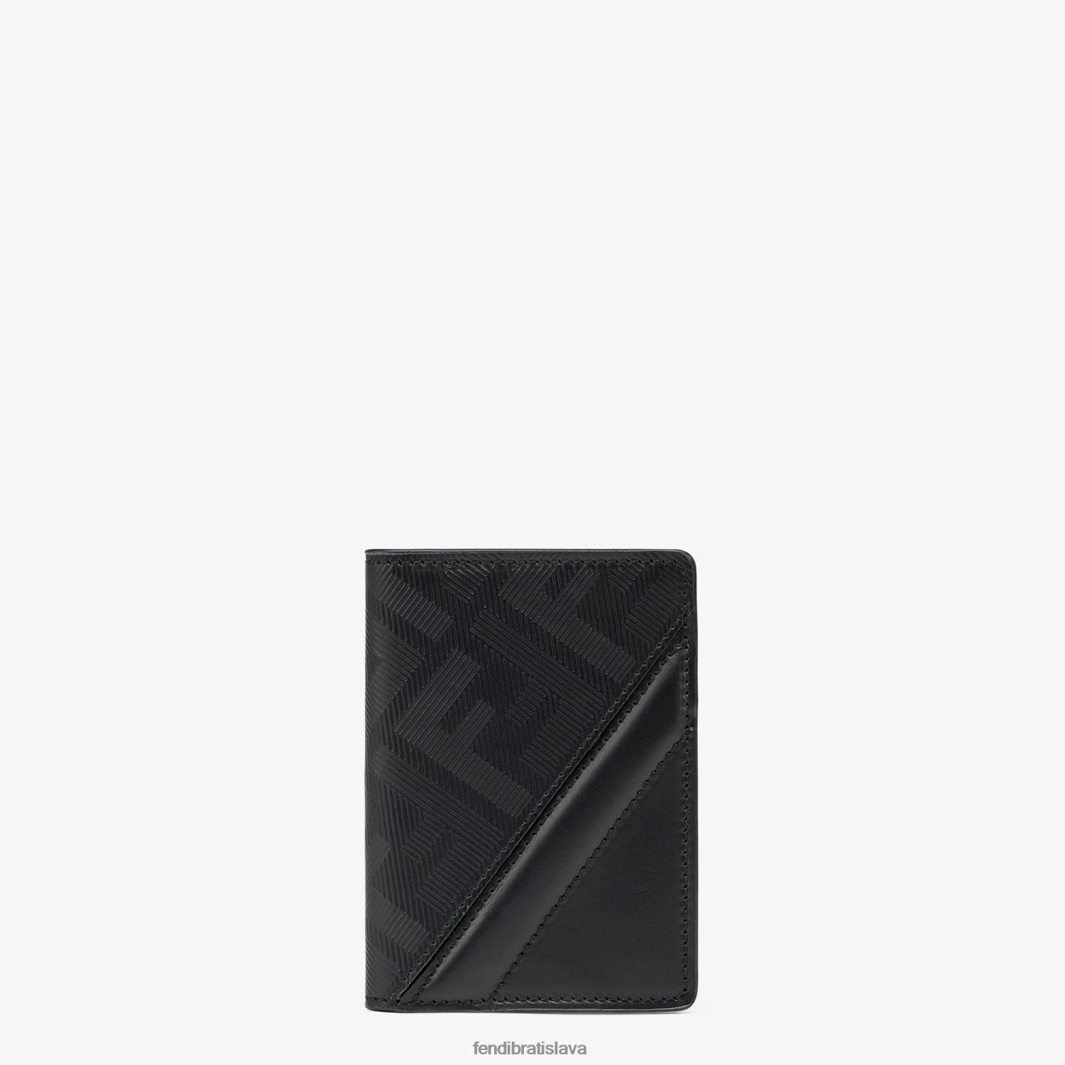príslušenstvo Fendi tieňový diagonálny kožený držiak na karty čierna muži 8NT4Z82574