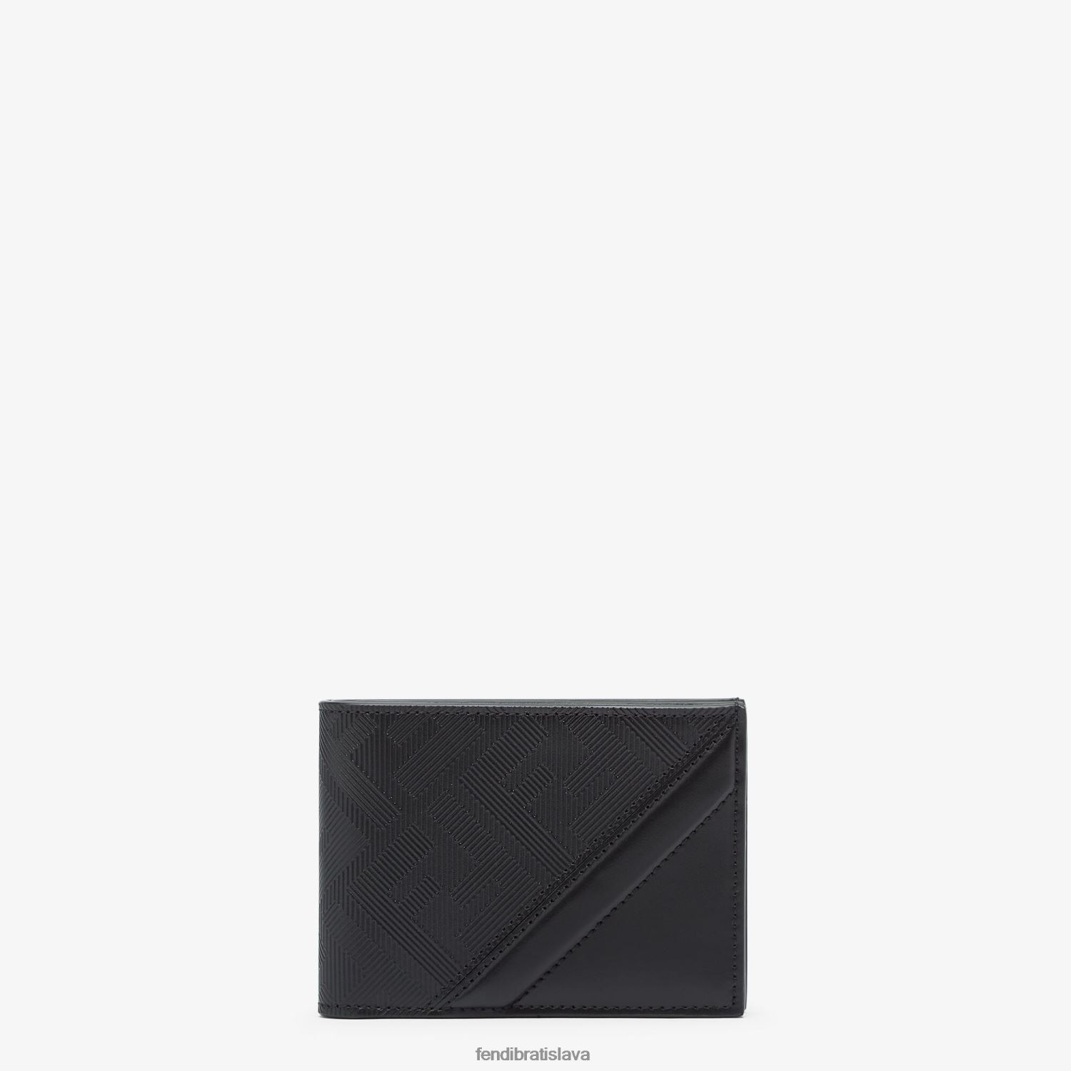 príslušenstvo Fendi shadow diagonal us dollar kožená bi-fold peňaženka čierna muži 8NT4Z82640