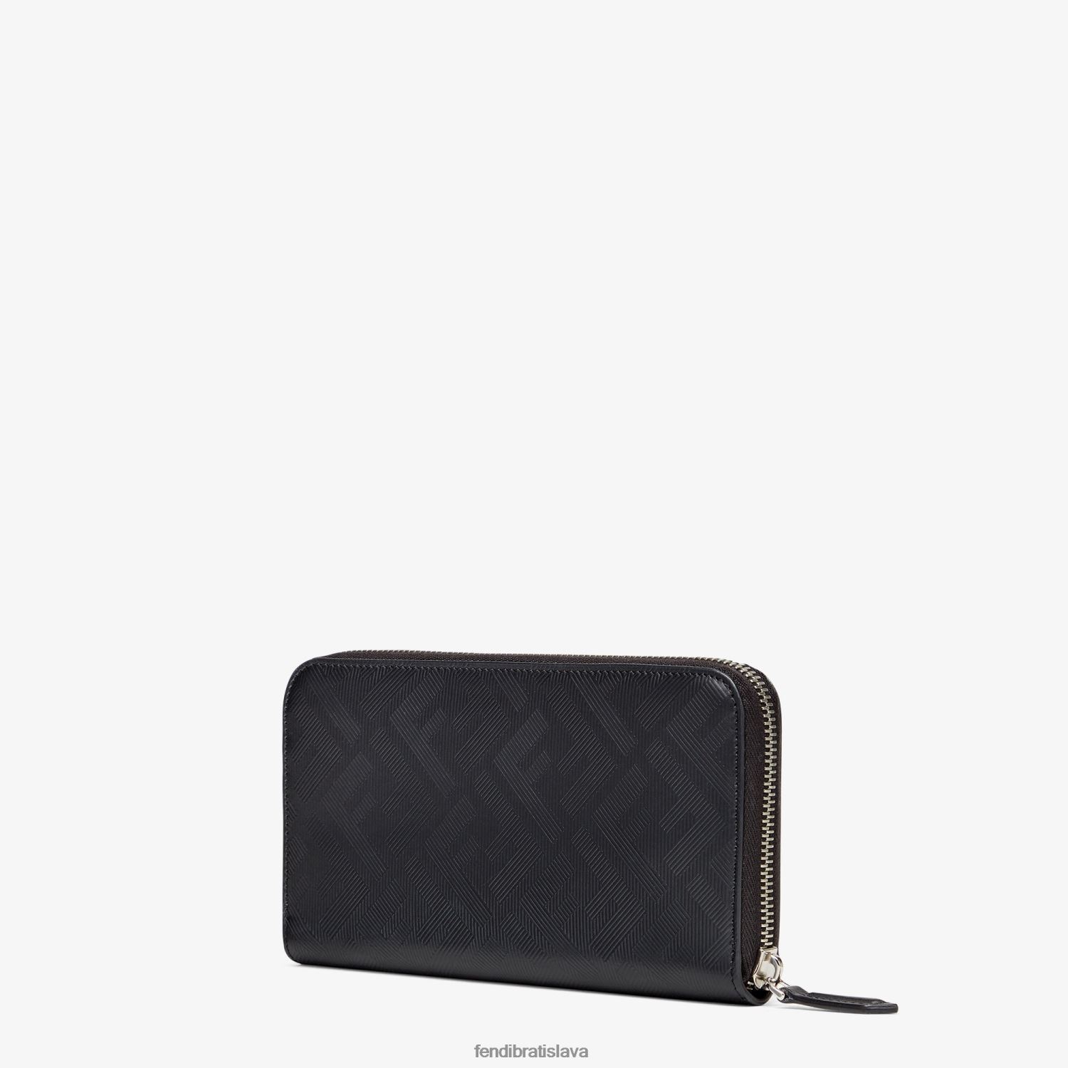 príslušenstvo Fendi tieňový diagonálny zips okolo koženej peňaženky čierna muži 8NT4Z82642
