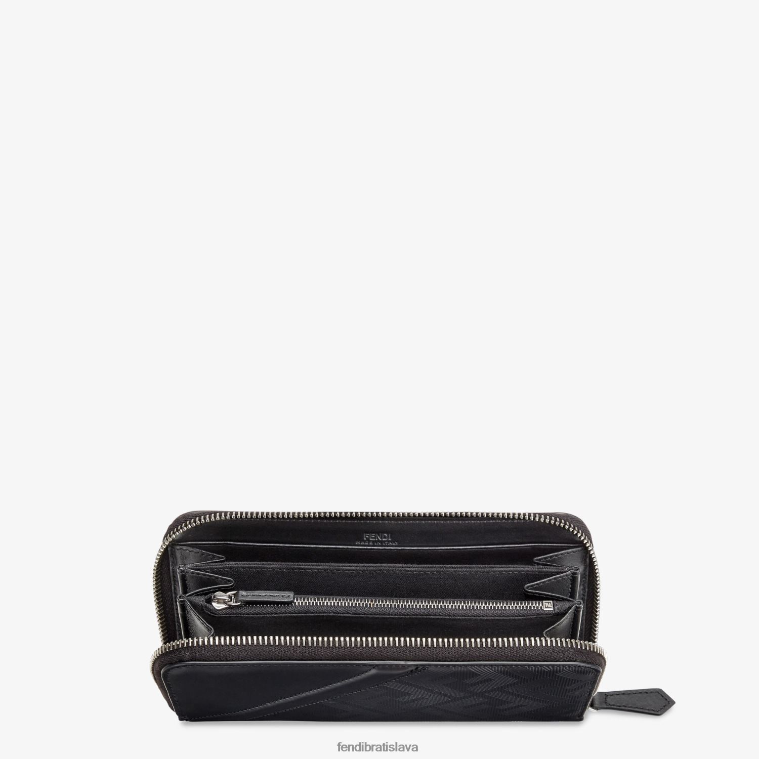 príslušenstvo Fendi tieňový diagonálny zips okolo koženej peňaženky čierna muži 8NT4Z82642