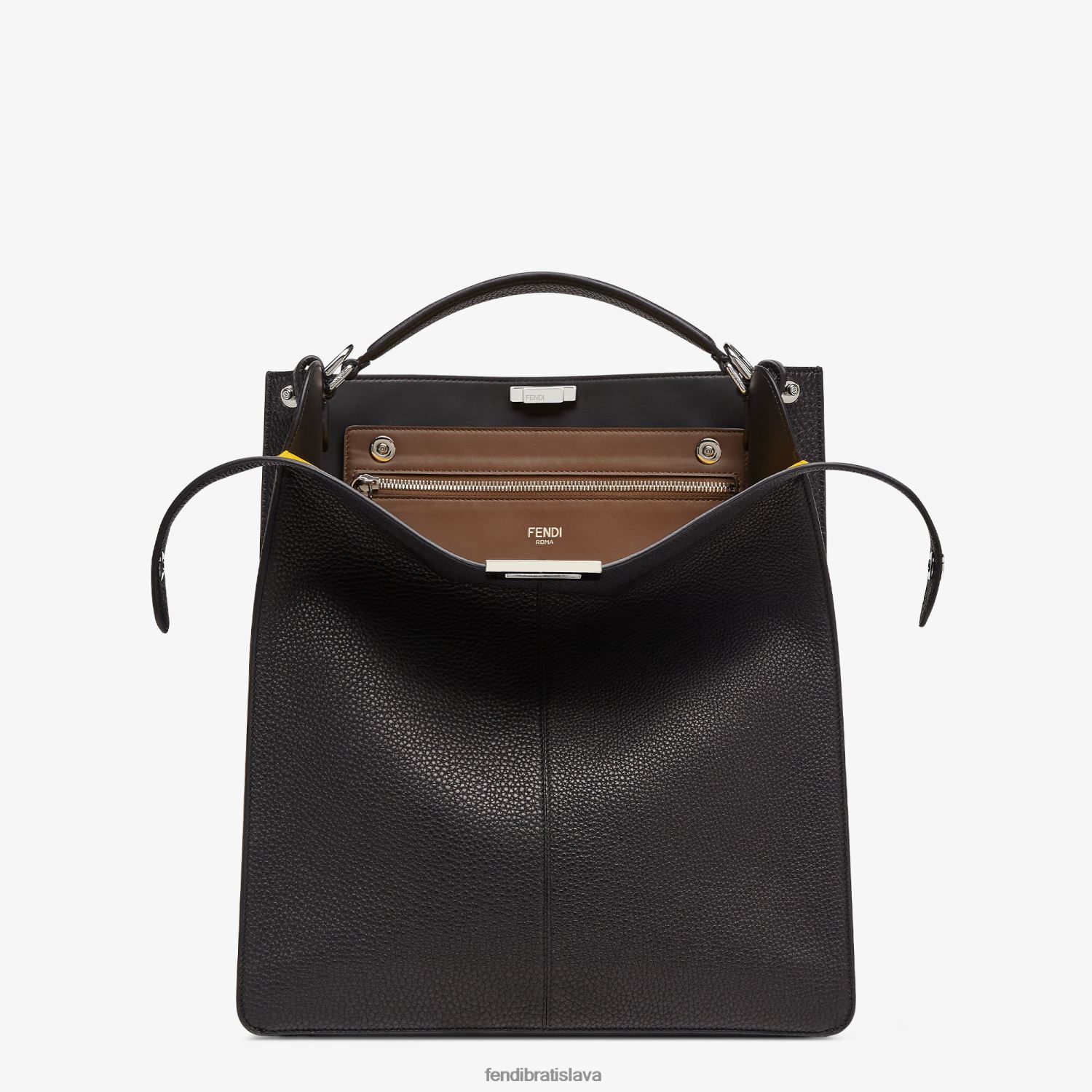 príslušenstvo Fendi Peekaboo iseeu tote kožená taška čierna muži 8NT4Z81822