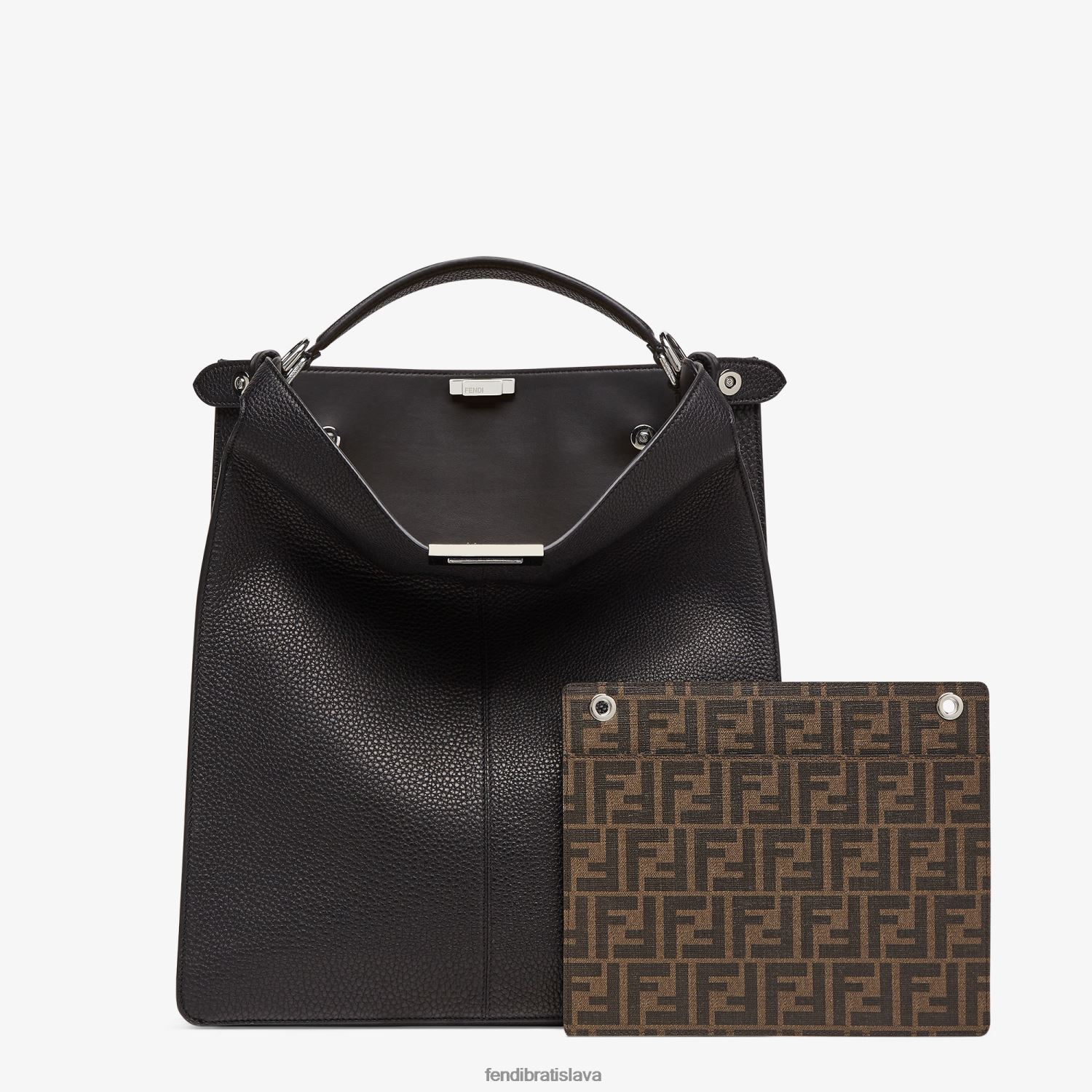 príslušenstvo Fendi Peekaboo iseeu tote kožená taška čierna muži 8NT4Z81822