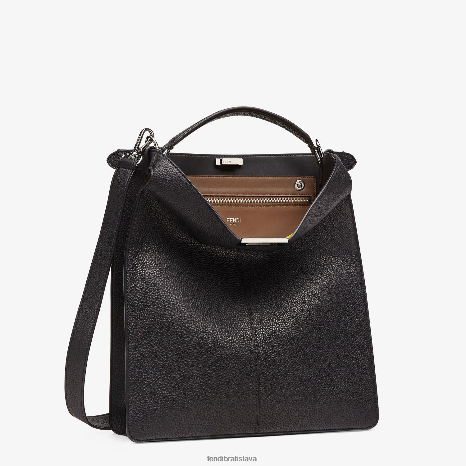 príslušenstvo Fendi Peekaboo iseeu tote kožená taška čierna muži 8NT4Z81822