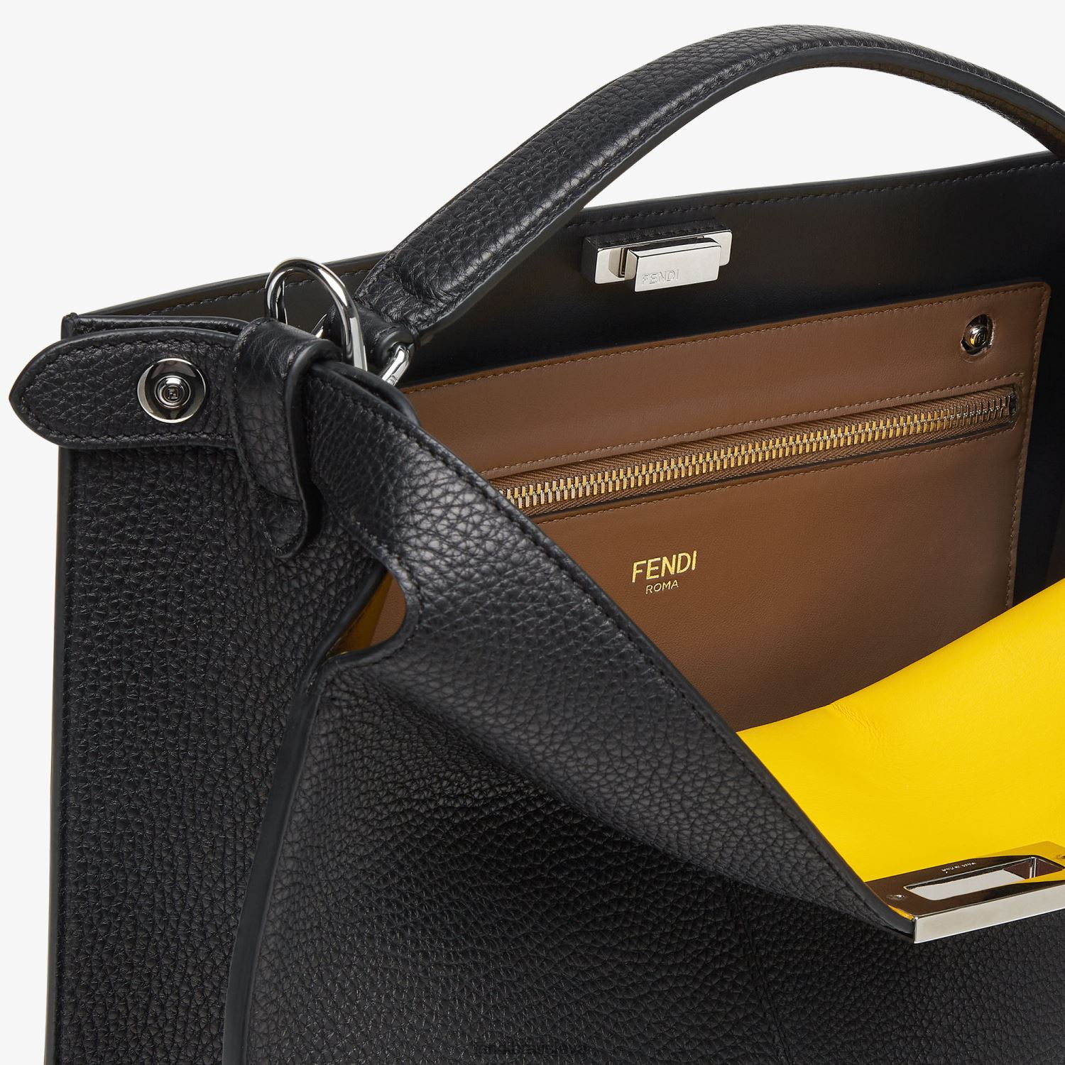 príslušenstvo Fendi Peekaboo iseeu tote kožená taška čierna muži 8NT4Z81822