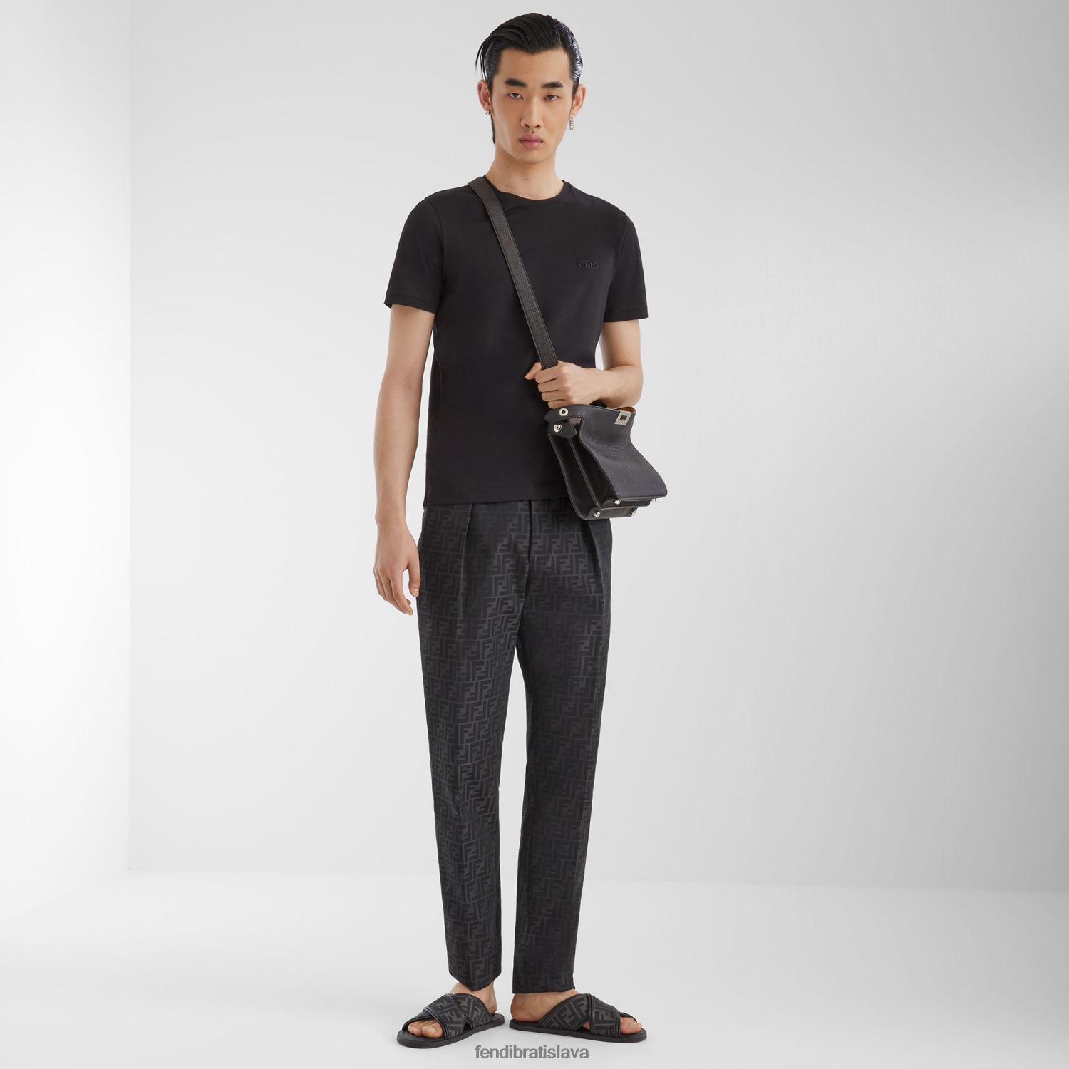 príslušenstvo Fendi mini kožená taška peekaboo iseeu čierna muži 8NT4Z81812