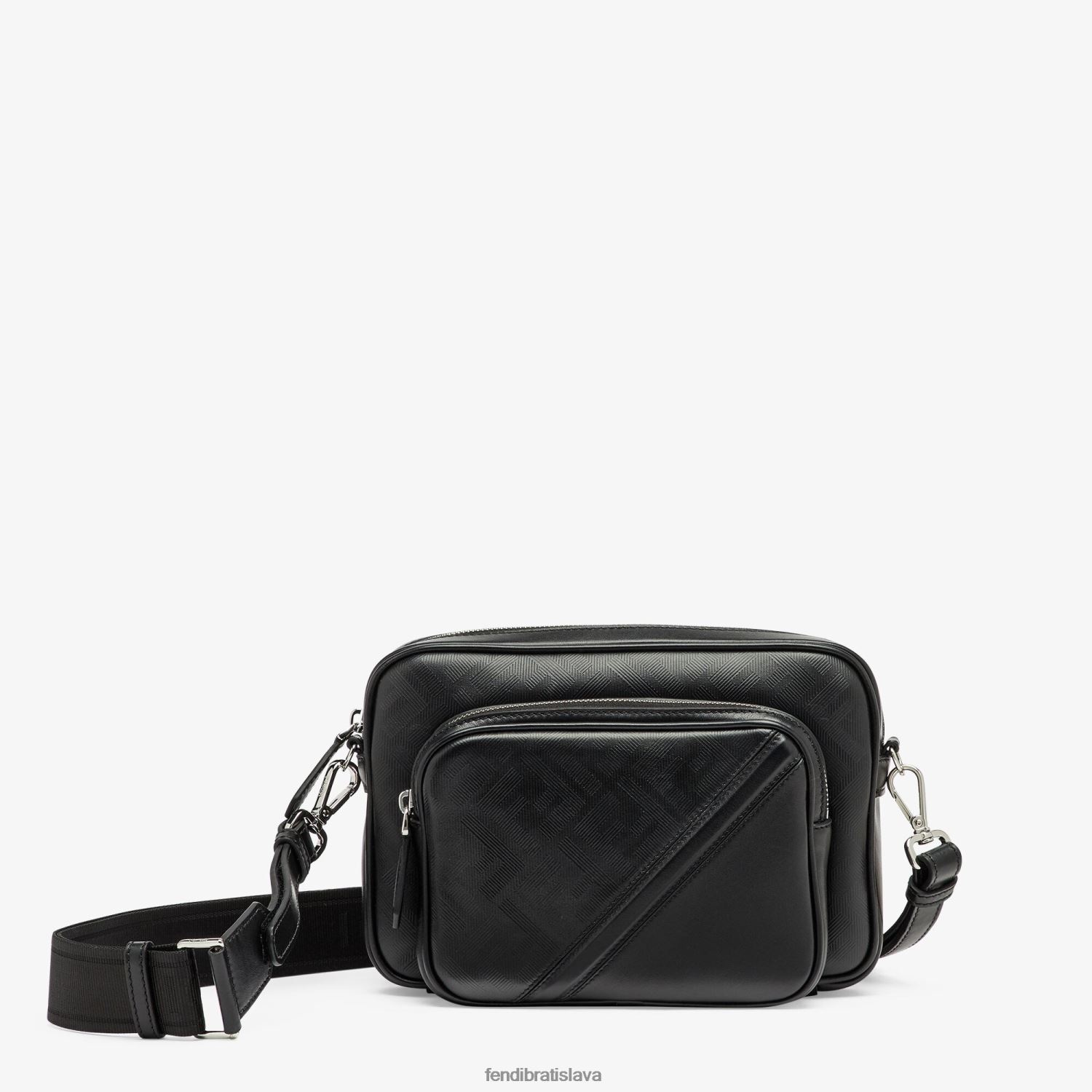 príslušenstvo Fendi shadow diagonal duo puzdro na fotoaparát kožená taška čierna muži 8NT4Z81799