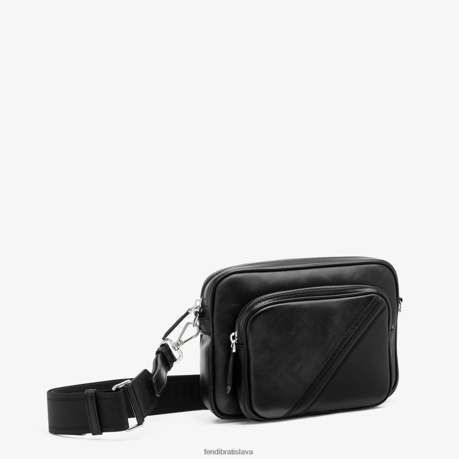 príslušenstvo Fendi shadow diagonal duo puzdro na fotoaparát kožená taška čierna muži 8NT4Z81799