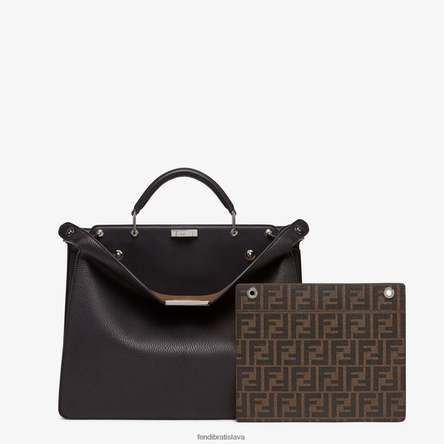 príslušenstvo Fendi stredná kožená taška peekaboo iseeu čierna muži 8NT4Z81817