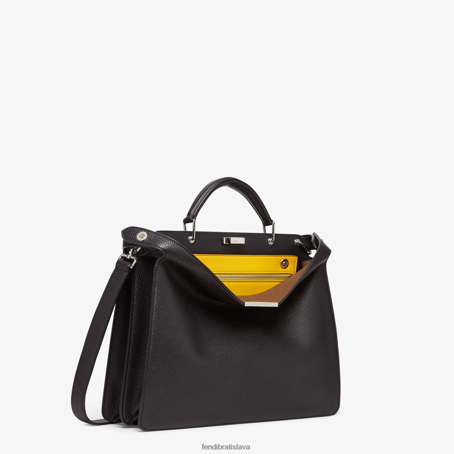 príslušenstvo Fendi stredná kožená taška peekaboo iseeu čierna muži 8NT4Z81817