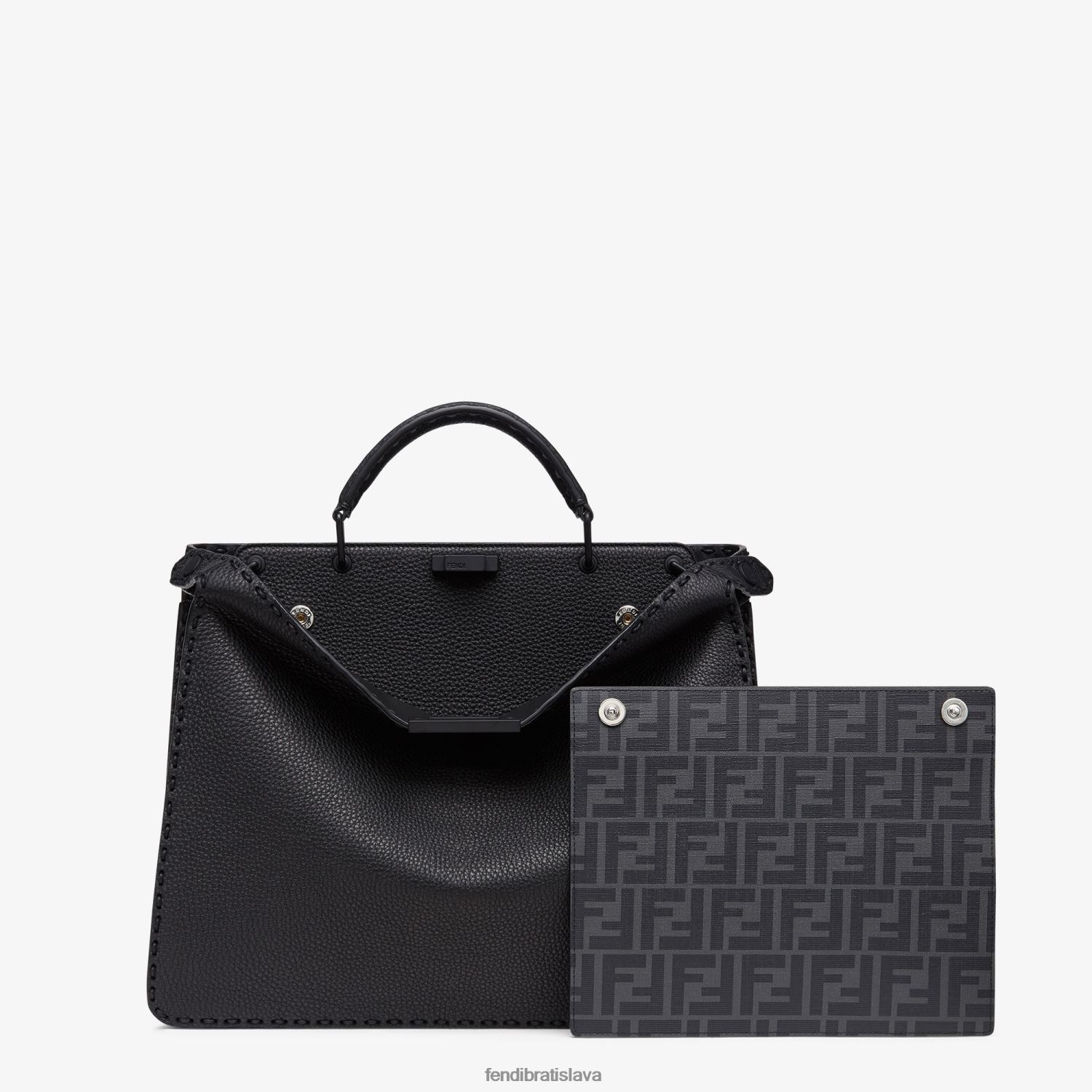 príslušenstvo Fendi stredná kožená taška peekaboo iseeu čierna muži 8NT4Z81900