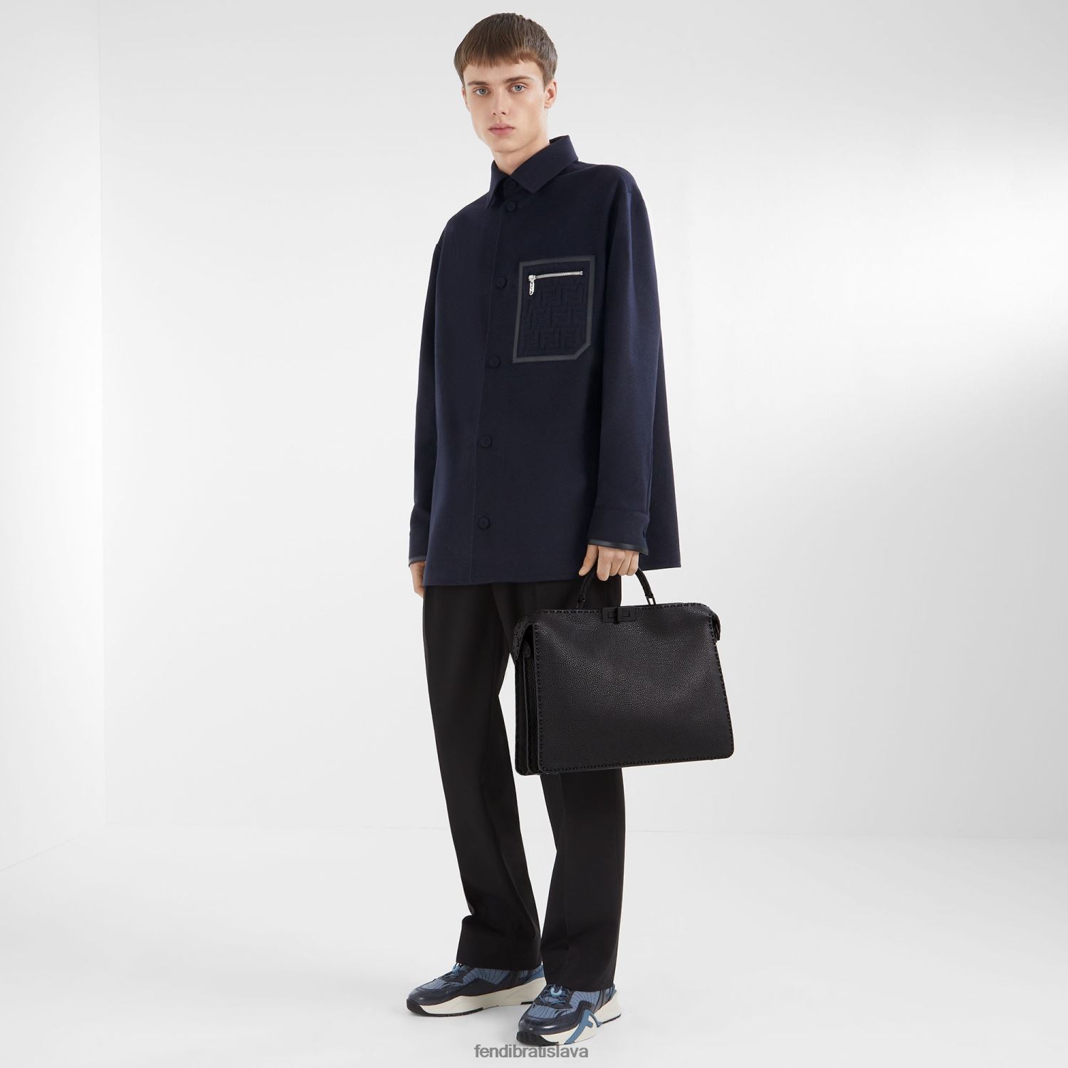 príslušenstvo Fendi stredná kožená taška peekaboo iseeu čierna muži 8NT4Z81900