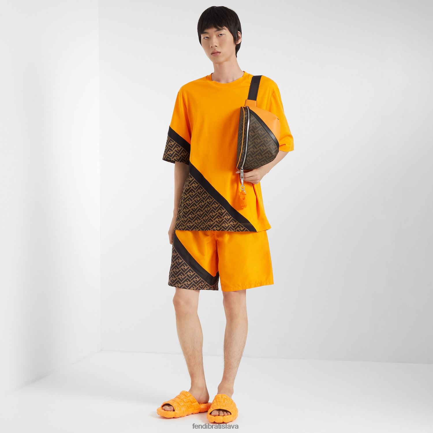 odev Fendi nylonové šortky oranžová muži 8NT4Z82008