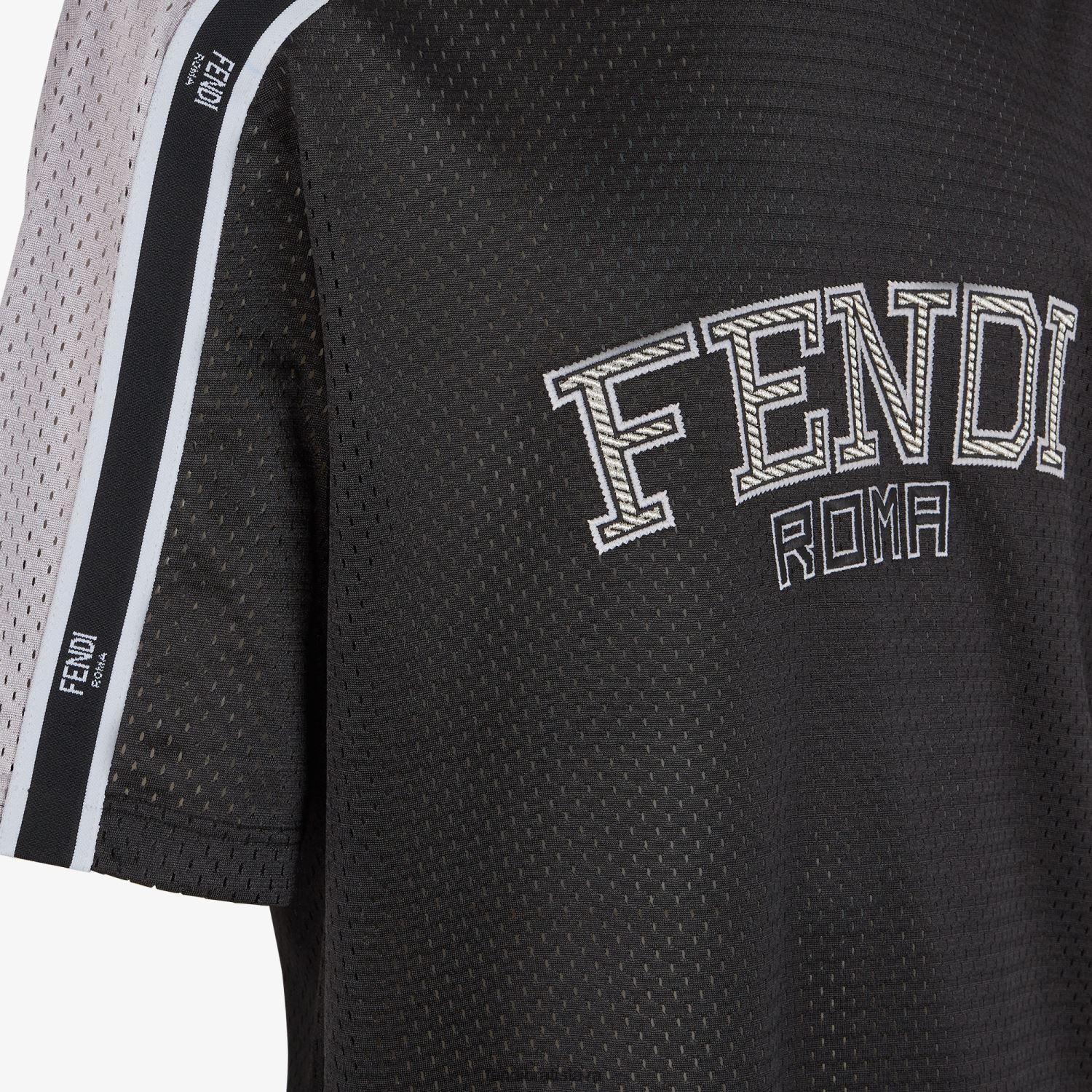 odev Fendi tech tričko zo sieťoviny sivá muži 8NT4Z81944
