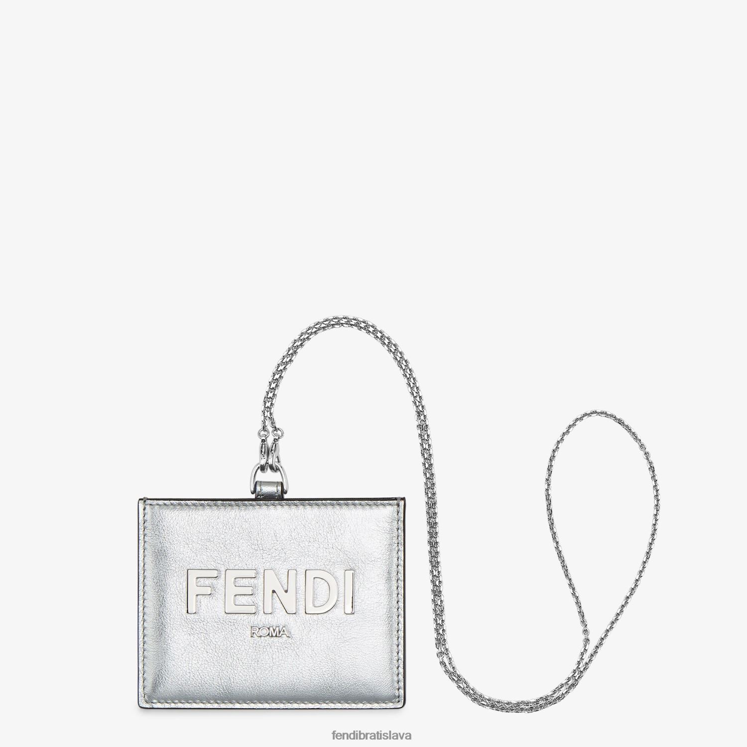 príslušenstvo Fendi kožený držiak na menovku striebro ženy 8NT4Z81442