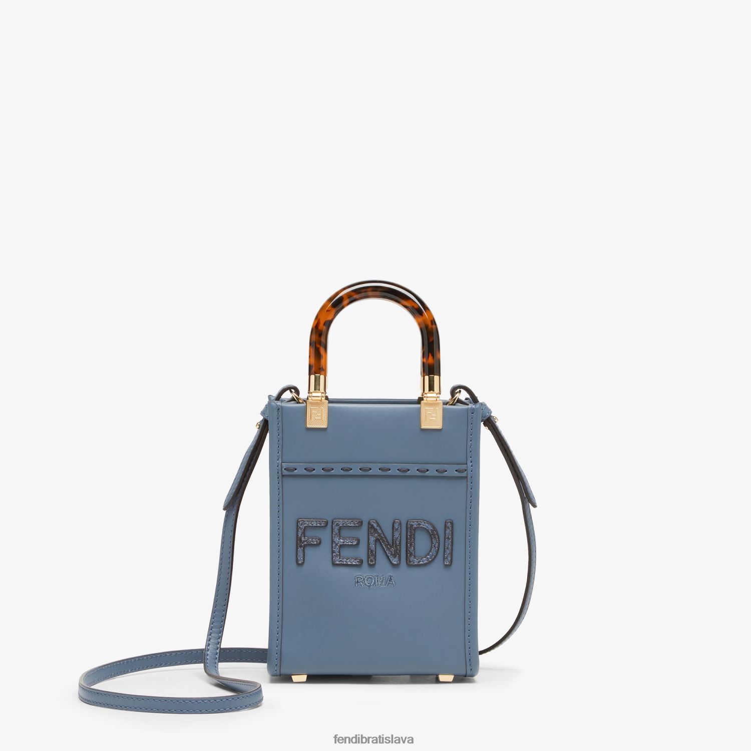 príslušenstvo Fendi kožená a elaphe minitaška Modrá ženy 8NT4Z8768 - Kliknutím na obrázok zatvorte -