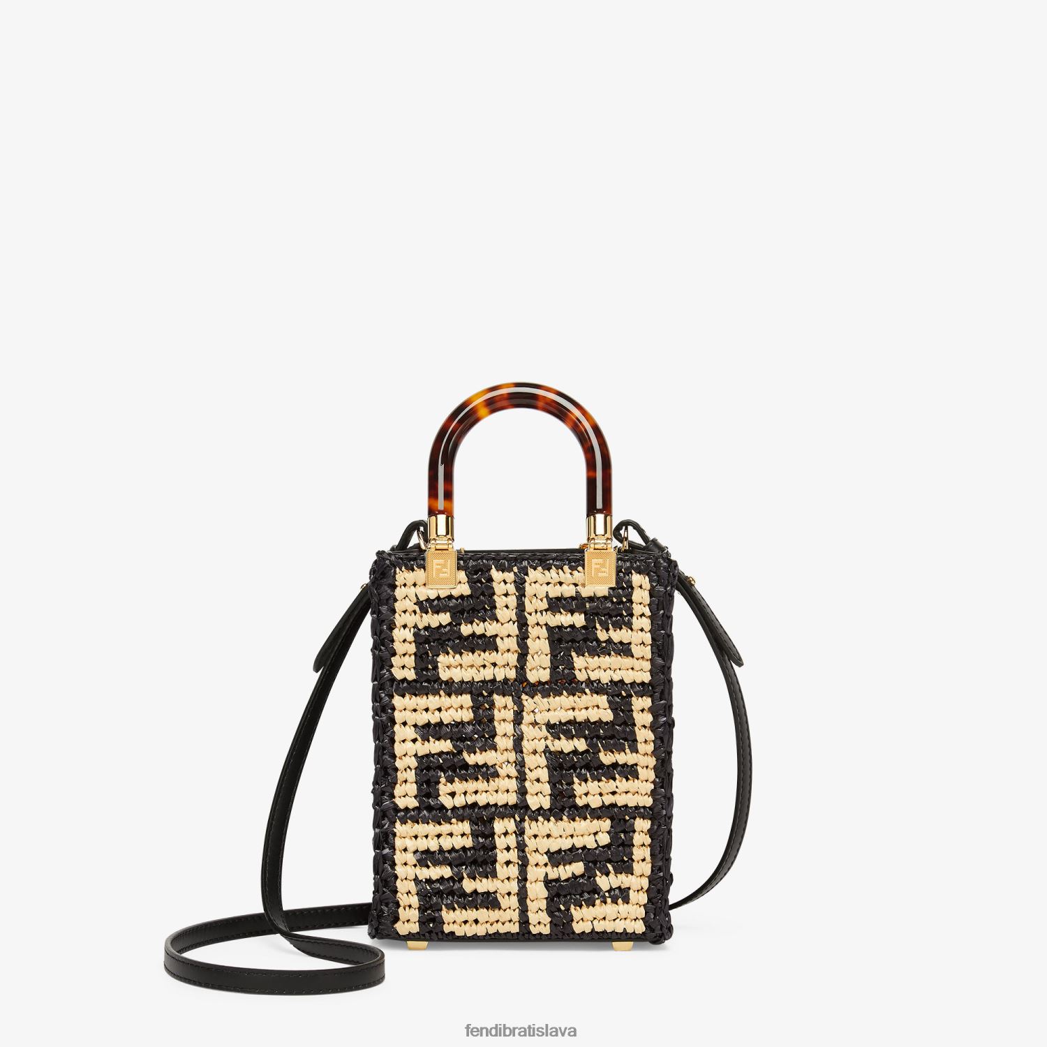 príslušenstvo Fendi rafia mini taštička s háčkovanými ff čierna ženy 8NT4Z8898 - Kliknutím na obrázok zatvorte -