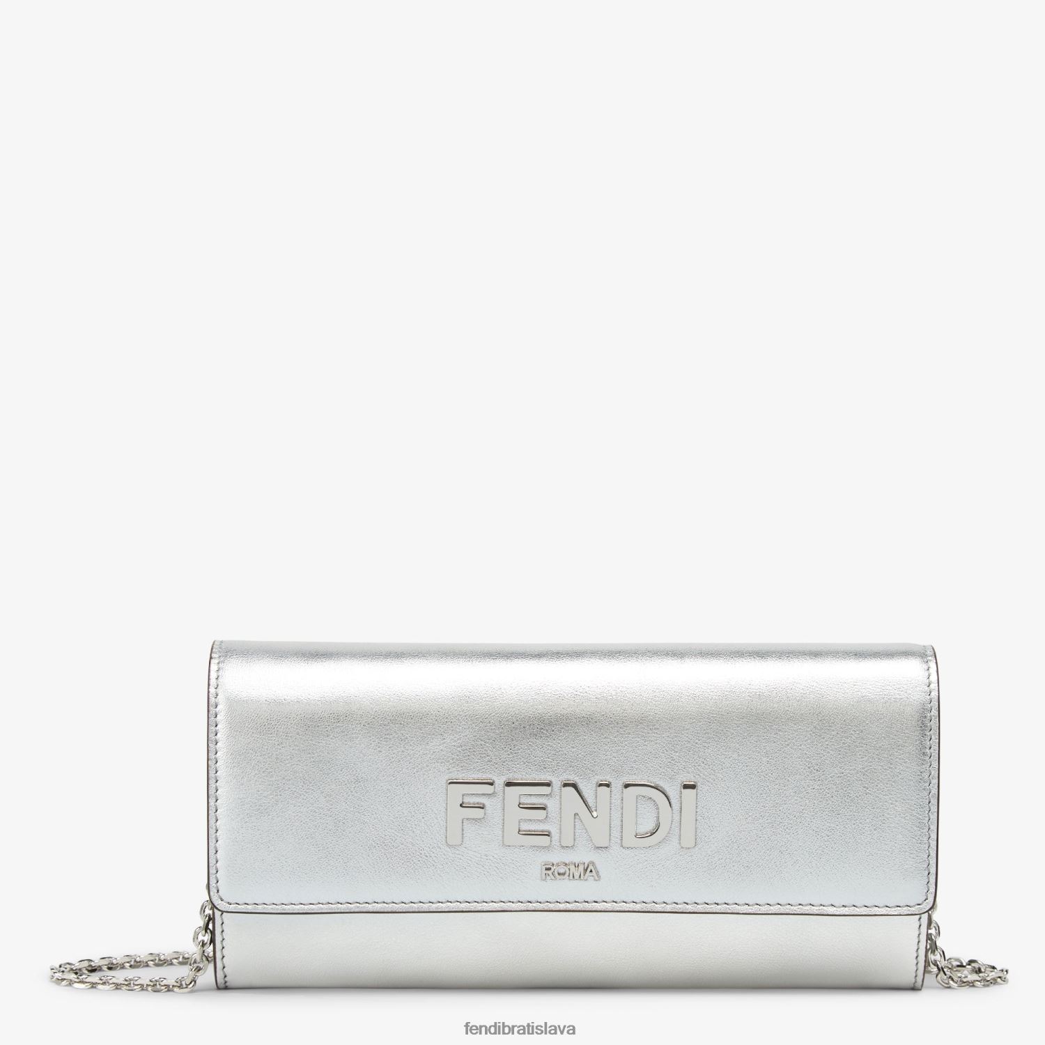 príslušenstvo Fendi kontinentálna s retiazkou koženou peňaženkou striebro ženy 8NT4Z81440