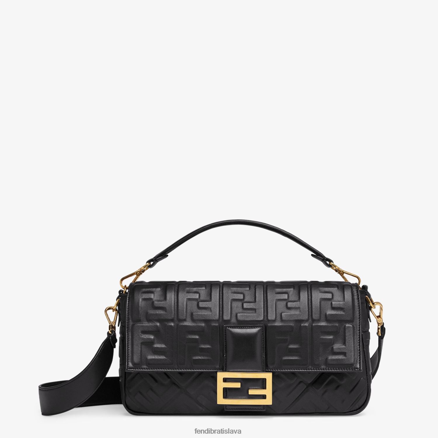 príslušenstvo Fendi bageta veľká kožená taška čierna ženy 8NT4Z8550