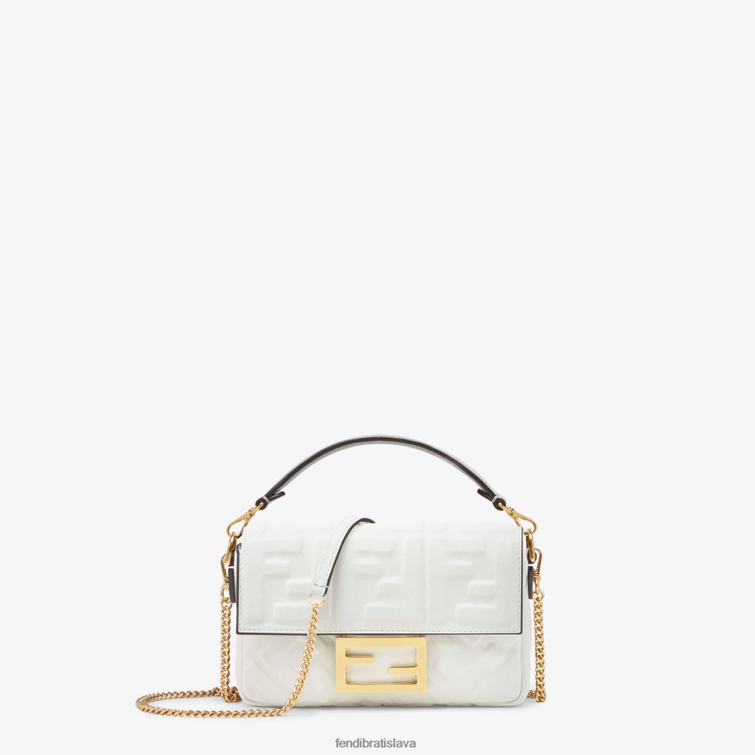 príslušenstvo Fendi bagetová mini kožená taška biely ženy 8NT4Z8762