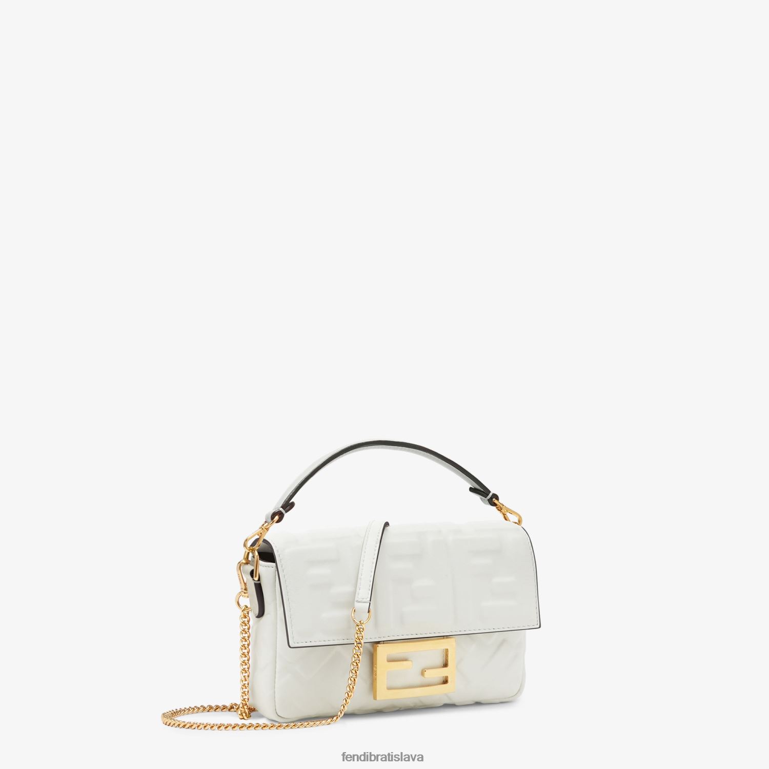 príslušenstvo Fendi bagetová mini kožená taška biely ženy 8NT4Z8762