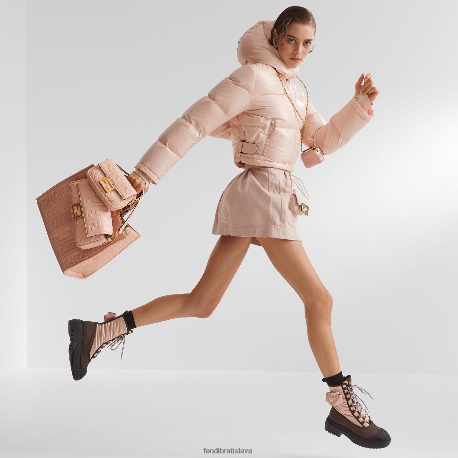 príslušenstvo Fendi bagetová mini kožená taška napa Ružová ženy 8NT4Z8814