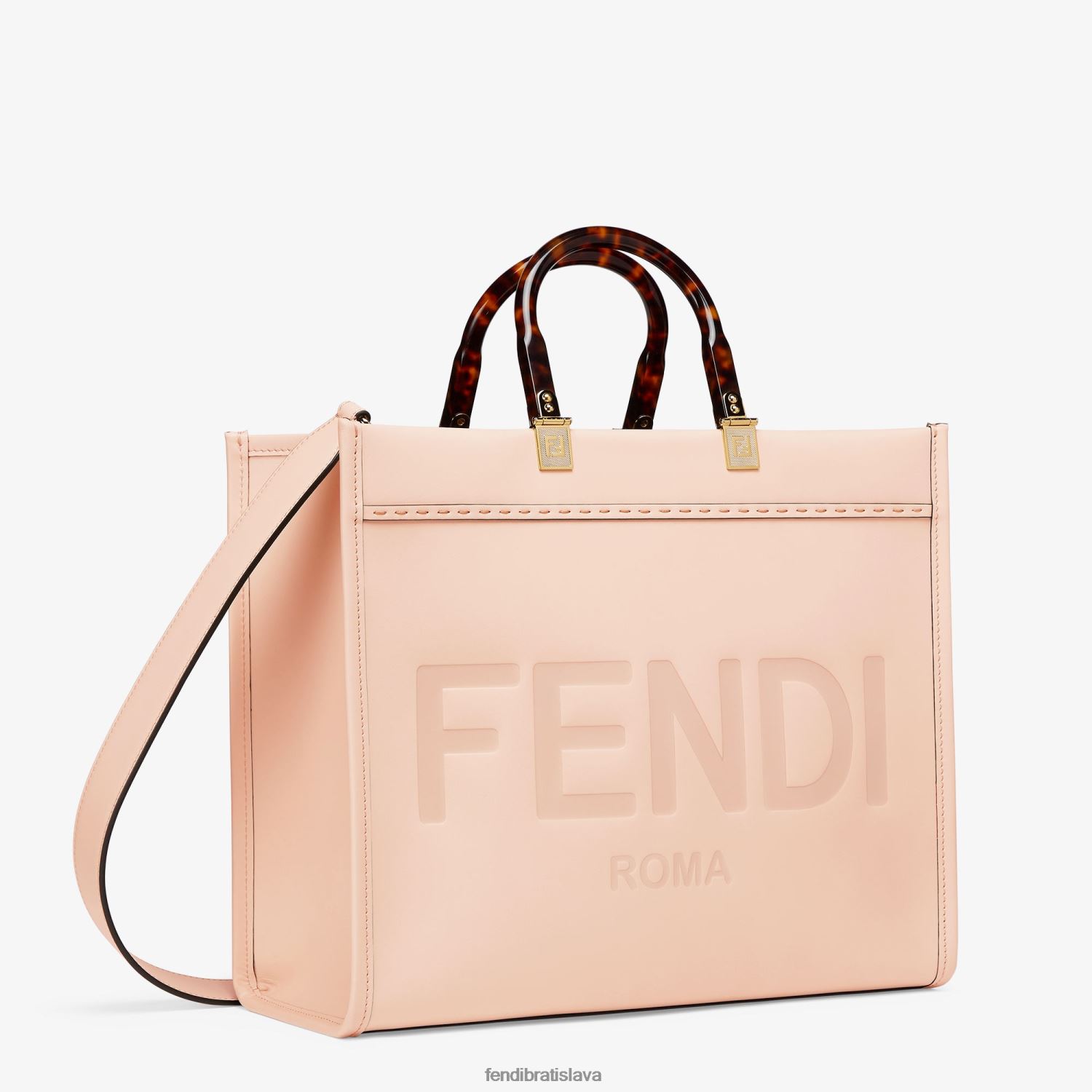 príslušenstvo Fendi bledá kožená nakupujúca Ružová ženy 8NT4Z8863