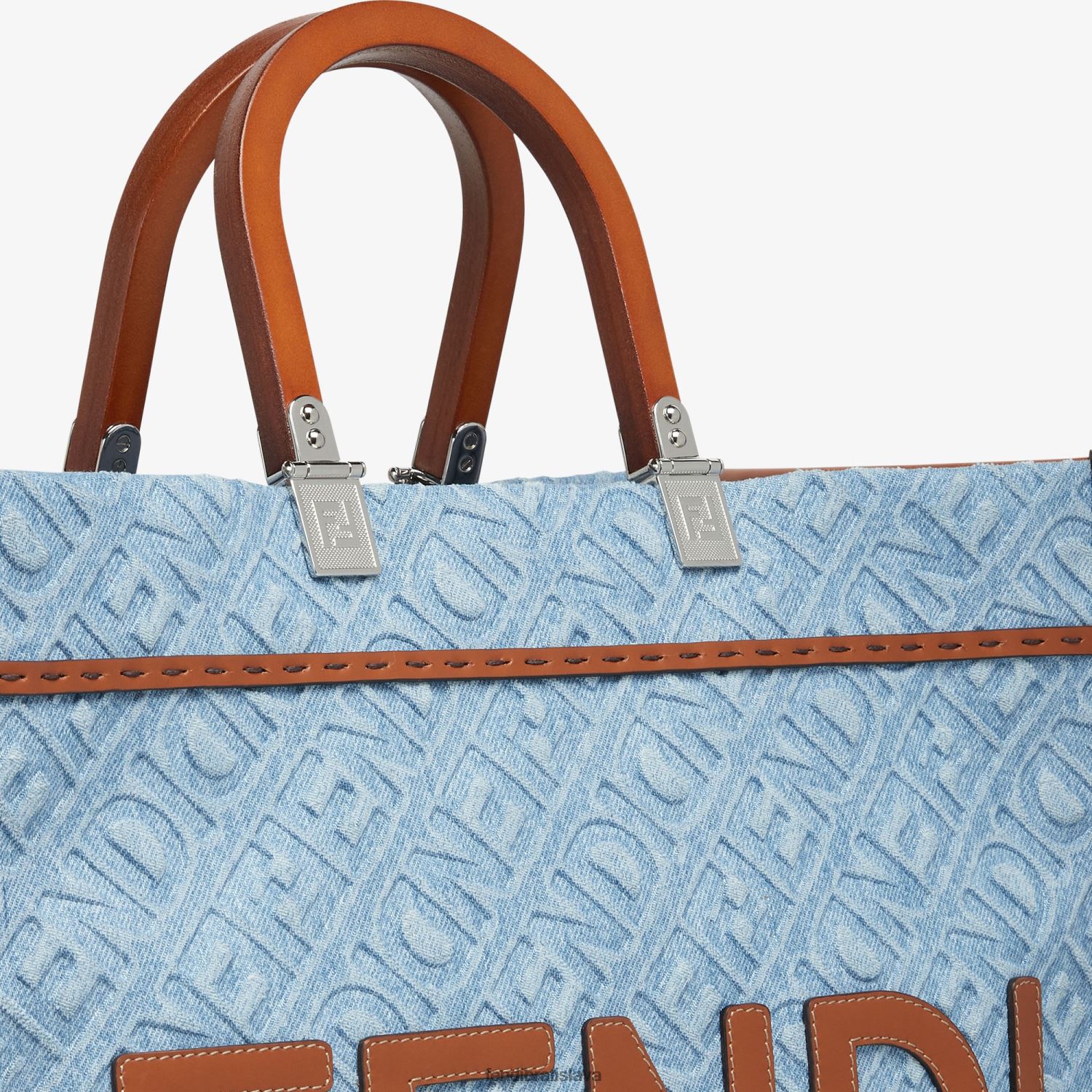 príslušenstvo Fendi denimová nákupná taška svetlo modrá ženy 8NT4Z8624