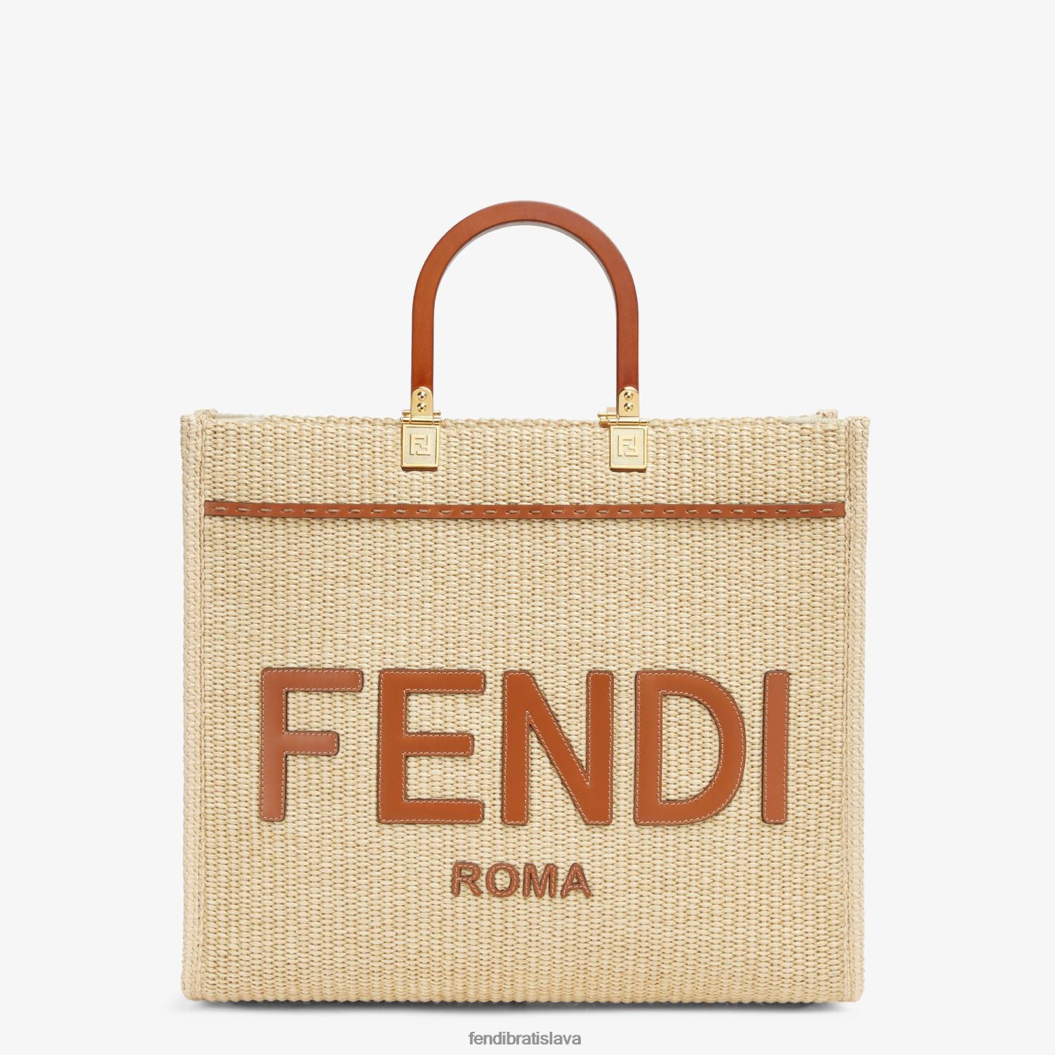 príslušenstvo Fendi shopper z prírodnej slamy béžová ženy 8NT4Z8594 - Kliknutím na obrázok zatvorte -