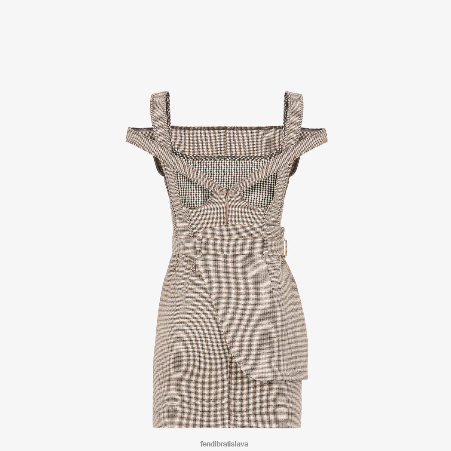 odev Fendi vlnené šaty z houndstooth béžová ženy 8NT4Z81223