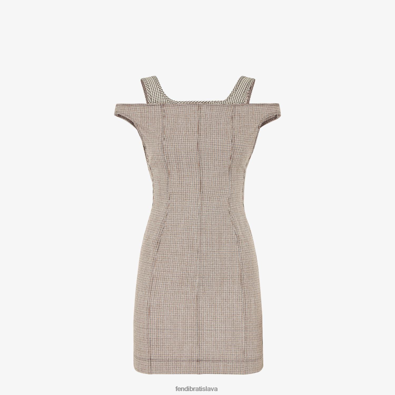 odev Fendi vlnené šaty z houndstooth béžová ženy 8NT4Z81223