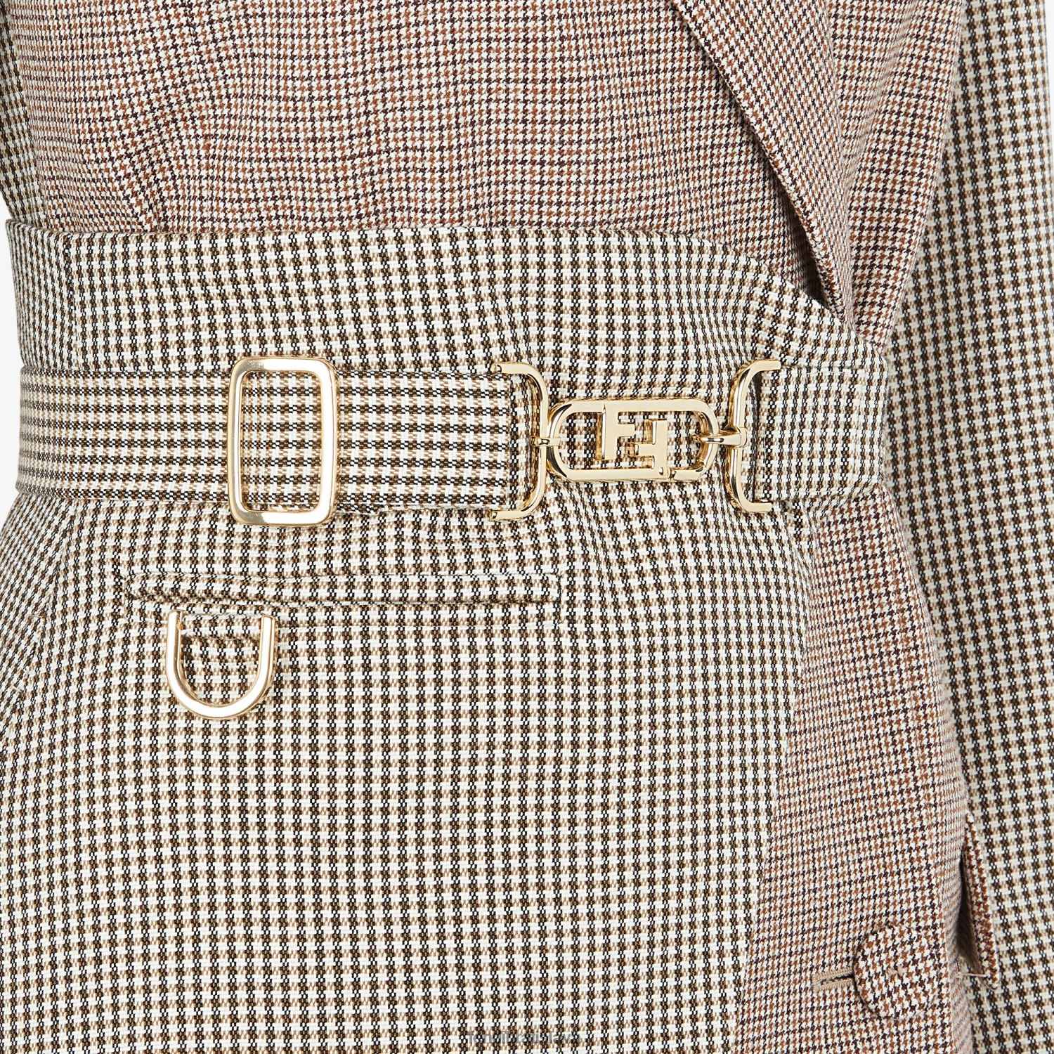 odev Fendi vlnená bunda houndstooth béžová ženy 8NT4Z81224