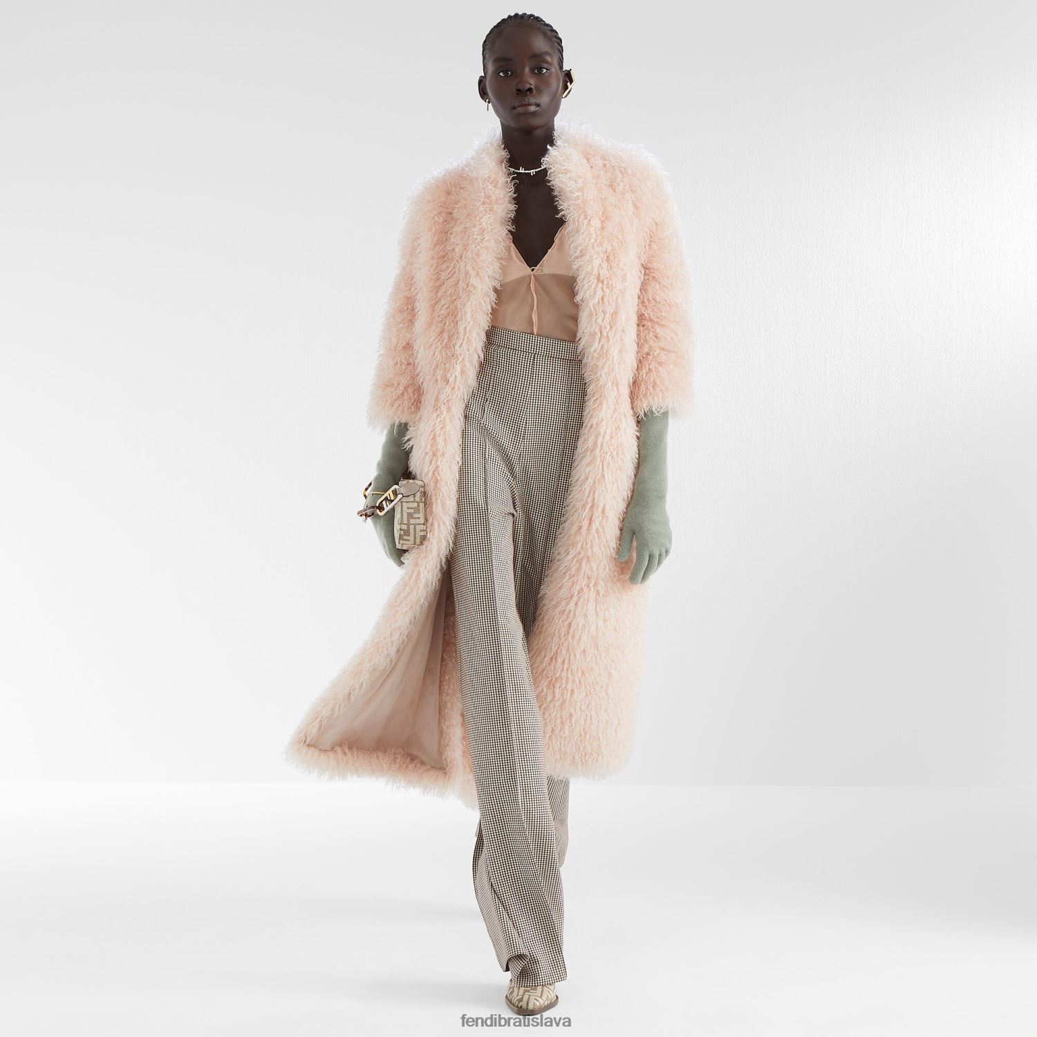 odev Fendi vlnené nohavice z houndstooth béžová ženy 8NT4Z81221