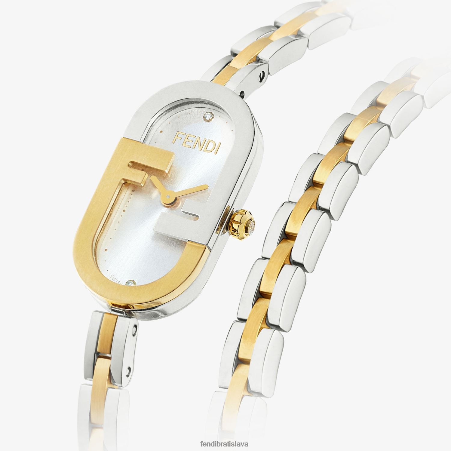 príslušenstvo Fendi 14,80 x 28,30 mm - oválne hodinky s logom o'lock striebro/zlato ženy 8NT4Z8297