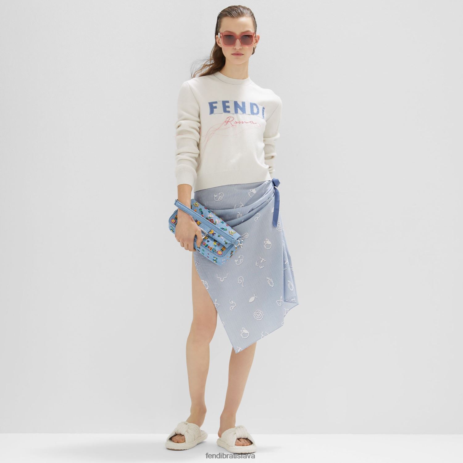 príslušenstvo Fendi rímske slnečné okuliare z acetátu Ružová ženy 8NT4Z8146