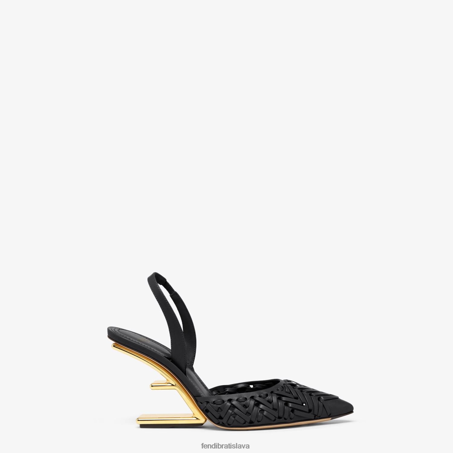 topánky Fendi kožené slingbacky na vysokom opätku čierna ženy 8NT4Z81274